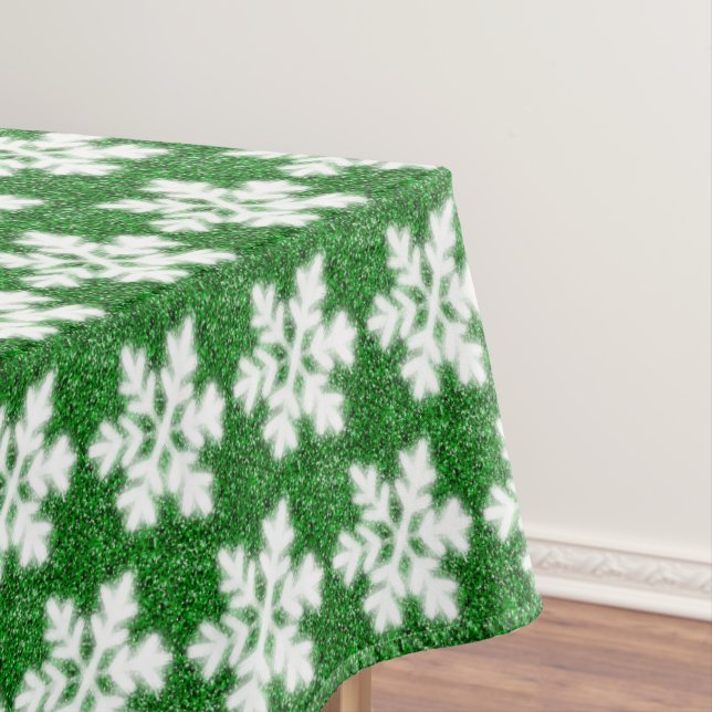 Toalha De Mesa Floco de neve verde-congelado brilhante Elegante (Posição Original)