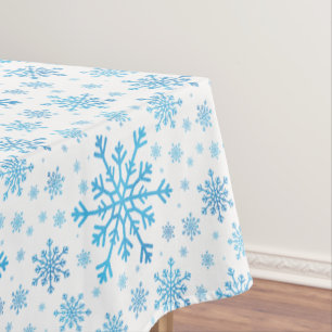 Toalha De Mesa Flocos de neve bonito de Natal Azul em Branco de i