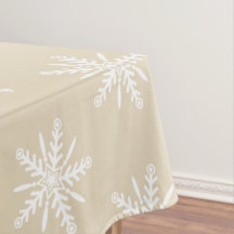 Flocos de neve brancos no tablecloth. bege do Xmas