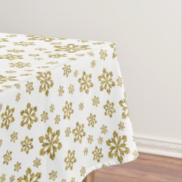 Toalha De Mesa Flocos de neve Dourados em branco