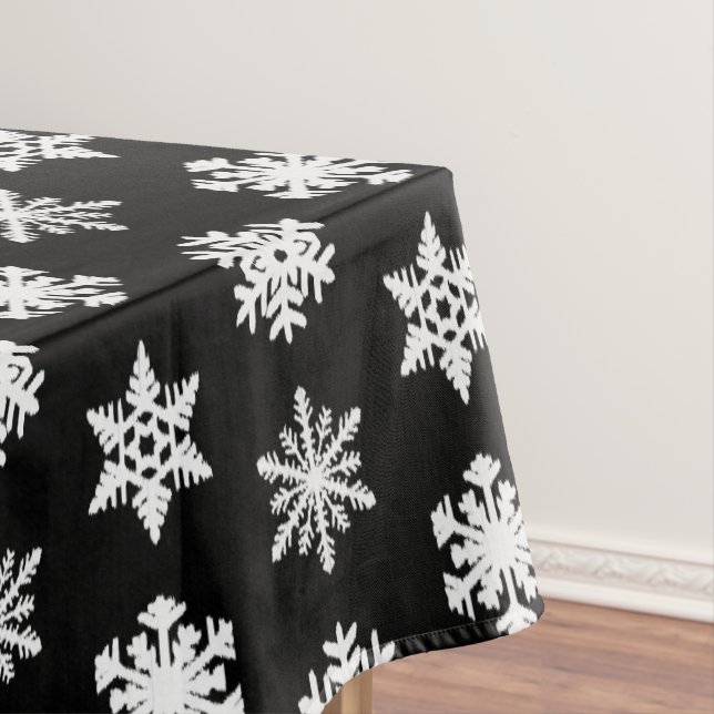 Toalha De Mesa Flocos de neve Ikat - Pretos e brancos (Posição Original)