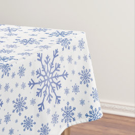 Toalha De Mesa Flocos de neve marinho azul de Natal em branco de 