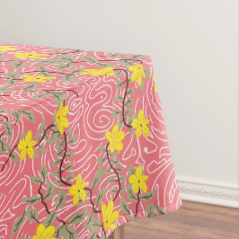 Toalha De Mesa Flor amarelo jasmim no rosa coral