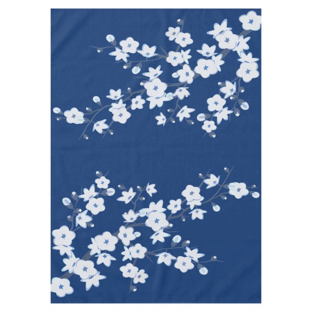 Toalha De Mesa Flor branco de marinho azul-cereja (Frente)