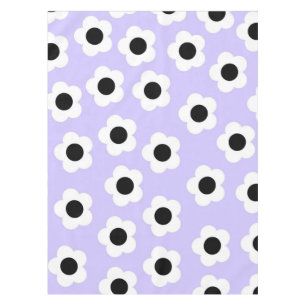 Toalha De Mesa Flor branco e preto com fundo azul