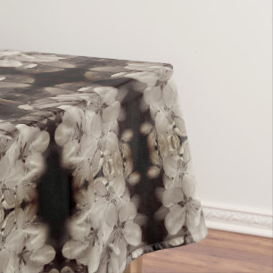 Toalha De Mesa Flor Brilhante Abstrato preto e branco