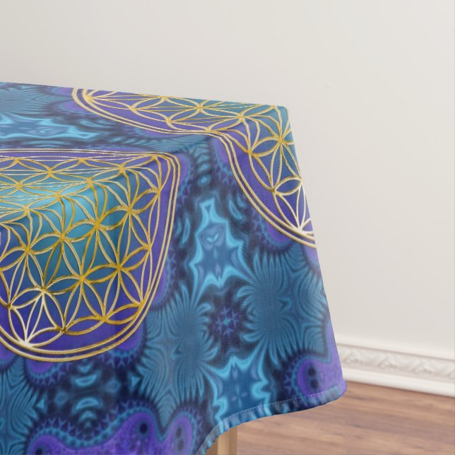 Toalha De Mesa Flor Da Vida - Ouro - Frente 1 (Posição Original)