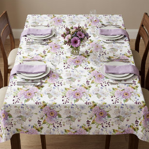 Toalha De Mesa Flor de Campo com Aquarela Rosa e Branca