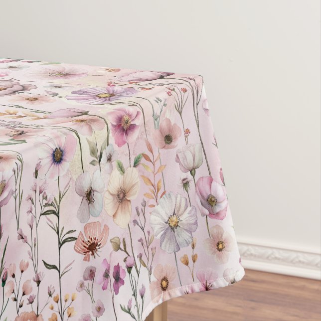 Toalha de Mesa Flor de Campo Pastel – Rosa Desbota (Posição Original)