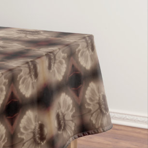 Toalha De Mesa Flor De Daisy Zinnia Suave Na Sepia Vintage Abstra