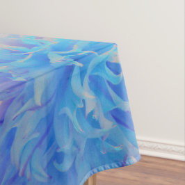 Toalha De Mesa Flor de Dália Decorativa Azul Elegante