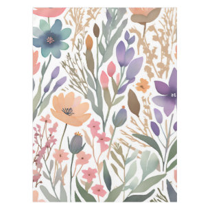 Toalha De Mesa Flor de flor selvagem Boho Aquarela Pastel Decoraç