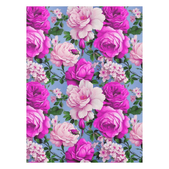 Toalha De Mesa Flor de Rosa Roxo Grande Retro (Frente)