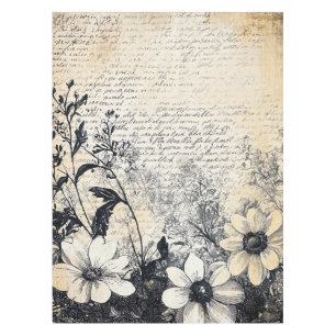 Toalha De Mesa Flor e caligrafia russa - Papel castanho envelheci
