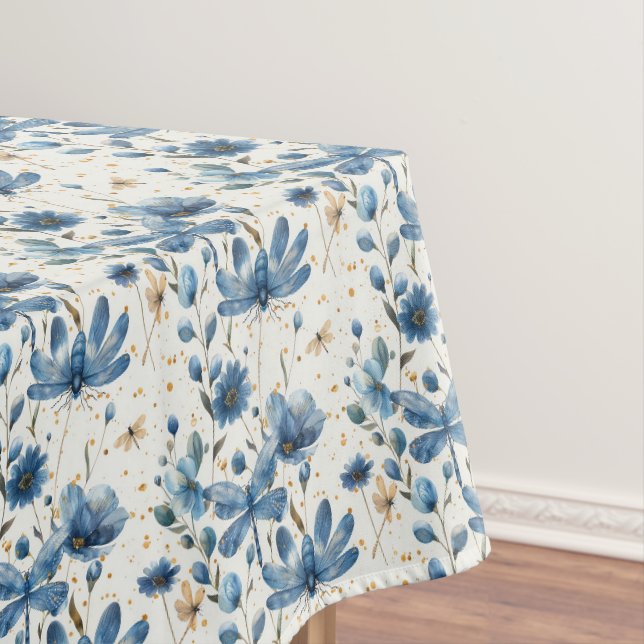 Toalha de Mesa Flor e Libélula Azul (Posição Original)