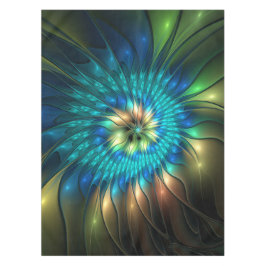 Toalha De Mesa Flor Fantasia Luminosa, Fractal Abstrato Colorido