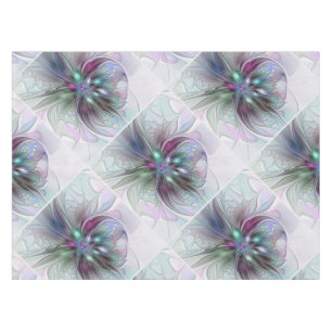 Toalha De Mesa Flor moderna do Fractal do abstrato colorido da