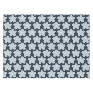 Toalha De Mesa Flor Retro Azul Claro e Azul Marinho