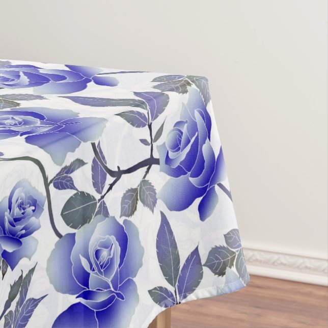 Toalha De Mesa Flor Rosa azul elegante (Posição Original)