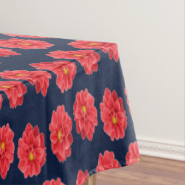 Toalha De Mesa Flor rosa dahlia em azul