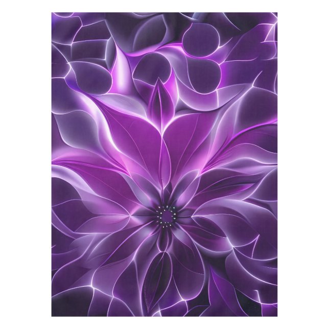Toalha De Mesa Flor roxa roxa fractal hipnótica (Frente)
