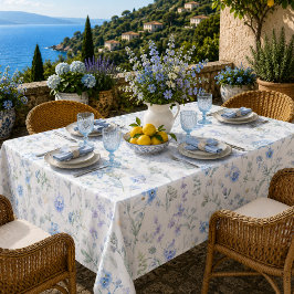 Toalha De Mesa Flor Silvestre Aquarela Roxo Azul