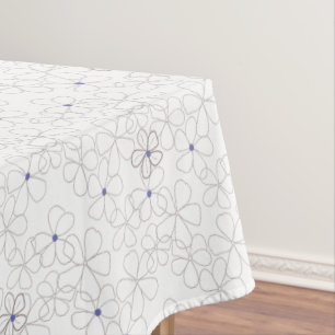 Toalha De Mesa Flor Taupe Periwinkle, desenhado à mão moderna