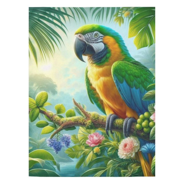 Toalha De Mesa Flor tropical de macau verde (Frente)