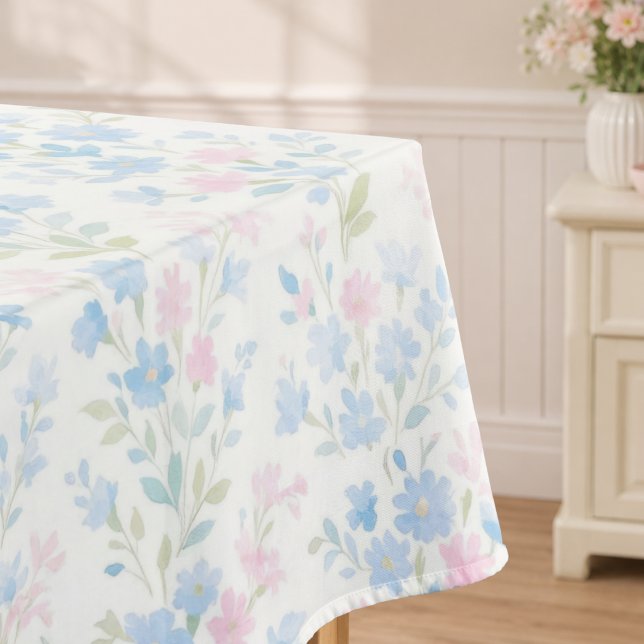 Toalha de Mesa Floral Azul Rosa Elegante (elegant grandmillennial pastel blue pink floral pattern tablecloth)