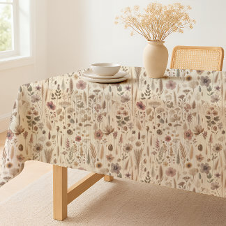 Toalha De Mesa Floral Botânica de Ervas Antigas Prensada Herbário