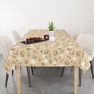 Toalha De Mesa Floral Branco Baunilha Escandinavo 