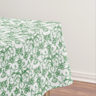 Toalha De Mesa Floral chique decorativo branco verde da pervinca