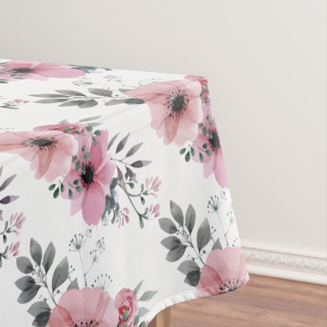 Toalha de Mesa Floral com Flores Rosa (Posição Original)