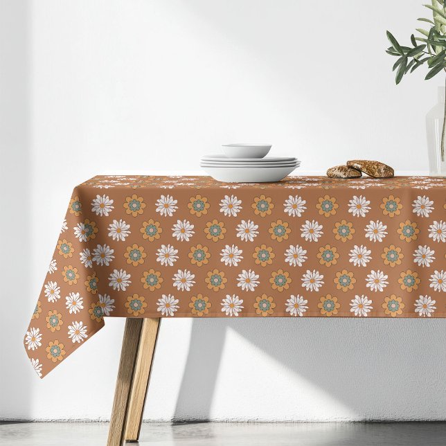 Toalha de Mesa Floral de Cobre Estilo Boho Pastel (Copper Floral Tablecloth Pastel Boho Dining Style)