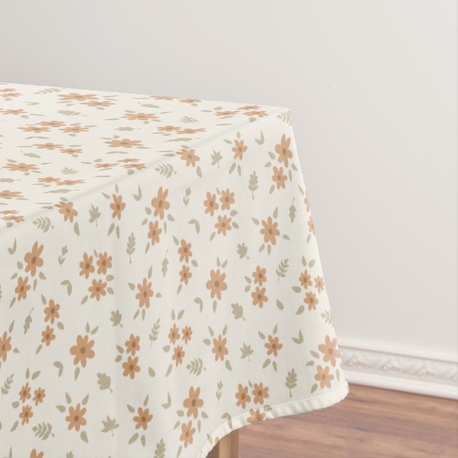 Toalha De Mesa Floral Delicado Boho Casa de Campo Beige (Posição Original)