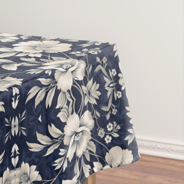 Toalha De Mesa Floral em Azul (Posição Original)
