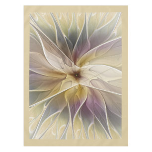 Toalha De Mesa Floral Fantasy Dourada Eggplant Abstrato Art Fract