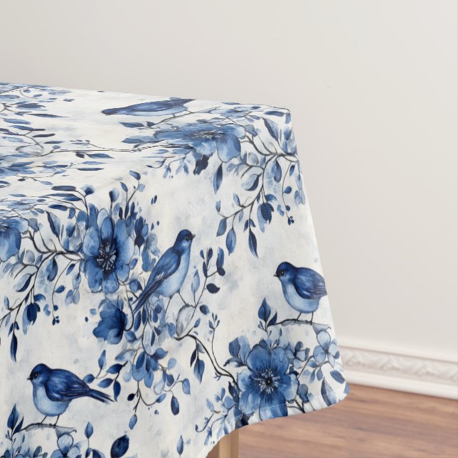 Toalha De Mesa Floral Francês Com Aves (Posição Original)