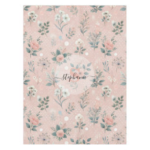 Toalha De Mesa Floral Rosa Russo com Sangue Branco e Verde