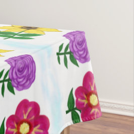 Toalha De Mesa Flores Amarelas Roxas Rosas