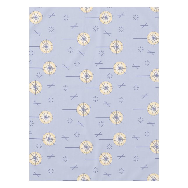 Toalha De Mesa Flores Atômicas Retro Amarelo Azul (Frente)