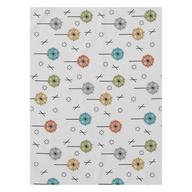 Toalha De Mesa Flores Atômicas Retro Multicolores (Frente)