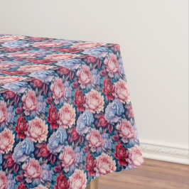 Toalha De Mesa Flores Azuis e Rosa