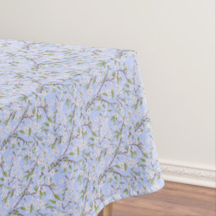 Toalha De Mesa Flores brancas em azul