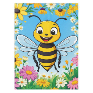 Toalha De Mesa Flores Coloridas De Abelhas De Cartoon
