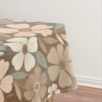 Toalha De Mesa Flores Contemporâneas Folk Desabrocham em Tons Ter