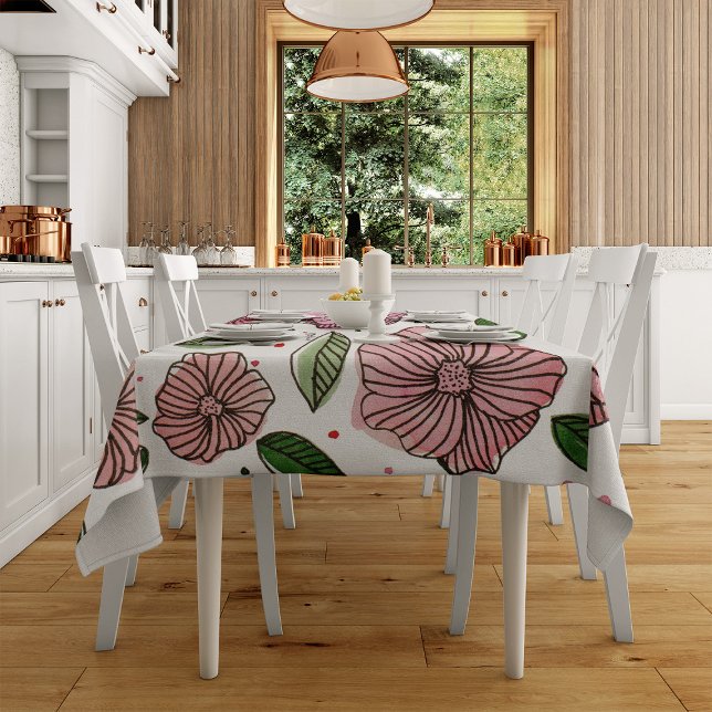 Toalha De Mesa Flores de aquarelas e de tinta - rosa e verde (Criador carregado)