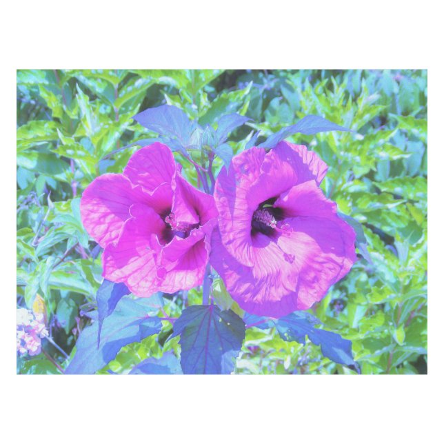 Toalha De Mesa Flores de Hibisco Roxo-Roxo-Violeta (Frente (Horizontal))