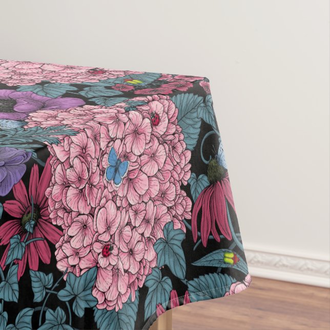 Toalha De Mesa Flores de jardim de negros (Posição Original)