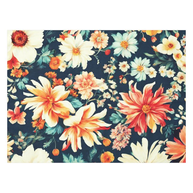 Toalha De Mesa Flores de Laranja Vermelho e Branco deliciosas inc (Frente (Horizontal))
